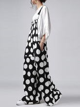 Casual Loose Polka Dot Square Collar Sleeveless Wide Legs Jumpsuit